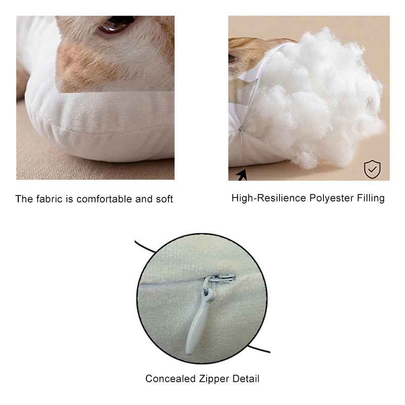 Custom pet pillow details with soft fabric and hidden zipper