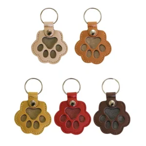 Paw print pet hair keepsake keychains in five colors