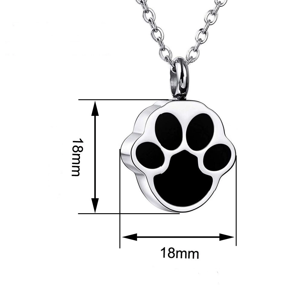 Paw print pet memorial necklace size guide