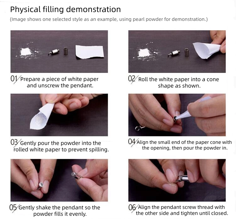 Pet ashes pendant filling guide with step by step instructions